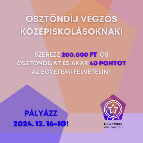 ÖSZTÖNDÍJ VÉGZŐS KÖZÉPISKOLÁSOKNAK